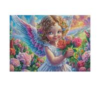 Little Fairy Girl Rose Garden 300 Pcs Jigsaw Puzzle Bundle Family Puzzle Lovers Fun Family Game Mindful Activity Spring Cardboard 300 PCS