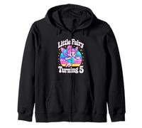 Little Fairy Turning 5 Pink Fairy Fifth Birthday Zip Hoodie