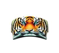 Little Fat Tiger Head Adult Sun Visor -Open Top Sports Hat with Sweatband, Adjustable Hook and Loop Closure, Lightweight Running Visor for Men Women Black