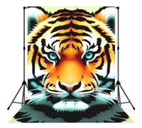 Little Fat Tiger Head Backdrop for Photography, 5x7 FT | Seamless Background For Studio, Polyester Fabric, Roller Pocket On Top, Non Reflective Photo Backdrop Curtain For Photoshoot