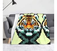 Little fat tiger head Blanket. Super soft flannel fleece blanket 60x50 inches, 100% polyester warm blanket for couch, camping and gifts.