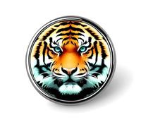 Little Fat Tiger Head Button Pin,Design Your Own Personalized Pin Back Button Badges Exquisite Round Badge Travel Brooch Metal Decorative Pins for Hat Clothes Backpack