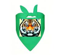 Little Fat Tiger Head Dog Bandana Soft Breathable Polyester Triangle Scarf for Small to Large Dogs Cats Comfortable Pet Bibs for Daily Wear Party Wedding Birthday Pet Accessories