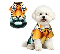 Little Fat Tiger Head Dog Hawaiian Shirt, Breathable Cool Dog Summer Clothes Soft Comfortable Puppy Clothes for Small to Medium Dog Party Costume