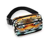 Little Fat Tiger Head Fanny Pack Belt Bag with Adjustable Strap Fashion Waist Bag for Outdoor Sports Hiking, white, 20x13cm, Full Printed Waist Bag