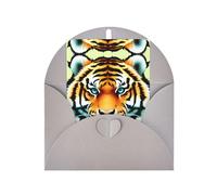 Little fat tiger head Greeting card, blank inner page, includes envelope, 10cm x 15cm.