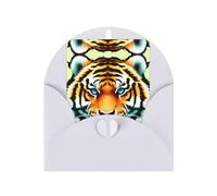 Little fat tiger head Greeting card, blank inner page, includes envelope, 10cm x 15cm.