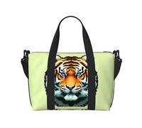 Little Fat Tiger Head Hand Travel Bag. For Men And Women. Durable Material And Stylish Design, Suitable For Business And Leisure Travel., Black, One Size