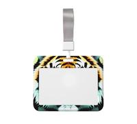 Little Fat Tiger Head Id Badge Holder with Lanyard-Horizontal Card Protector, Clear Abs Hard Shell for Work Office Events