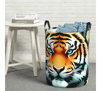 Little Fat Tiger Head Laundry Basket with Handle, Large Collapsible Round Laundry Hamper Bin, Versatile Storage Basket for Dirty Clothes, Waterproof Dirty Clothes Hamper Medium