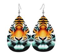 Little Fat Tiger Head Leather Earrings Dangle Drop Earring Lightweight Teardrop Earrings Vintage Bohemian Earring for Women Christmas Birthday Gift Fashion Jewelry