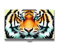 Little Fat Tiger Head Metal Business Card Case for Men Women Slim Pocket Purse Multi Wallet Professional Pocket Card Holder for Name Card Credit Card, style, One Size