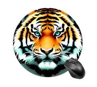 Little Fat Tiger Head Mouse Pads Fashion Computer Mouse Mats Washable Portable Round Mousepad with Non-Slip Rubber Base Mouse Mat for Laptop Home Office Desk Accessories
