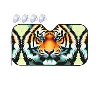 Little Fat Tiger Head Print Car Windshield Sun Shade, Vehicle Front Window Shield Cover Sun Visor Protection
