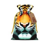 Little fat tiger head Print Drawstring Favor Bags, M Holiday Pouches, Treat Sacks, Christmas Treat Bags