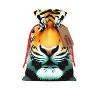 Little fat tiger head Print Drawstring Favor Bags, S Holiday Pouches, Treat Sacks, Christmas Treat Bags