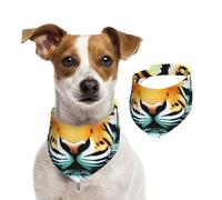 Little Fat Tiger Head Print Soft Cotton Pet Bandana, Dog Drool Bib & Cat Fashion Scarf for Everyday Wear Large