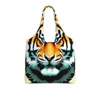 Little fat tiger head Printed Canvas Bag Women's Fashion Shoulder Tote Bag Lightweight Shopping Bag