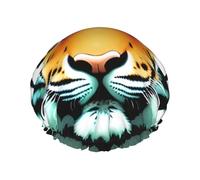 Little fat tiger head Printed shower cap, reusable, double-layered design, suitable for women to wrap their hair, wash their face, and apply face masks.