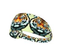 Little Fat Tiger Head Printed Sports Headbands Wicking Hair Headwraps, Non-Slip Workout Headbands for Gym, Running, Yoga, Tennis