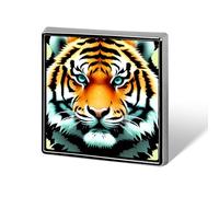Little Fat Tiger Head Printed Square Badge Metal Button Badge Decorative Button Brooch Lapel Pins Bag Hat Accessories for Women Men Aluminum