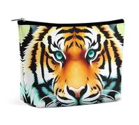 Little Fat Tiger Head PU Leather Travel Makeup Bag Mini Pocket Cosmetic Bag for Women Portable Handbag Closure Organizer Makeup Case Toiletry Bag, style, One Size