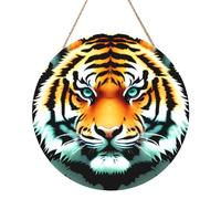 Little Fat Tiger Head Round Wood Panel Painting 12in. Exquisite Artwork, Environmentally Friendly Wood, an Elegant Choice for Home Decoration.