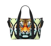 Little Fat Tiger Head Travel Duffle Bag-Lightweight Carry On Weekender for Men Women, Waterproof Overnight Bag for Gym Weekend Trips