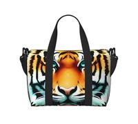 Little Fat Tiger Head Water-Resistant Crossbody Travel Bag, Large Carry-On with Adjustable Strap, Multi-Compartment Weekender for Gym, Travel, Outdoor