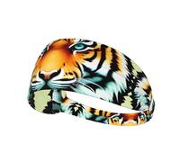 Little fat tiger headPrinted headband, unisex, suitable for daily face washing, makeup application, yoga, and exercise.
