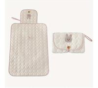 Little Finds Portable Baby Changing Mat with Storage Pouch, Quilted Heart Pattern, 70 x 50 cm, Beige, Boys and Girls (Rabbit)
