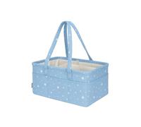 Little Finds Portable Nappy Caddy Organiser, Cotton Diaper Changing Basket,Baby Nursery Essentials Organiser, Car Travel Storage,Detachable Compartments, 10 Side Pockets, 3 Dividers,Baby Gift (Blue)
