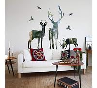 little finger PVC Wall Sticker, Forest Deer Reindeer Wall Sticker Home TV Background Display Window Decal Decor