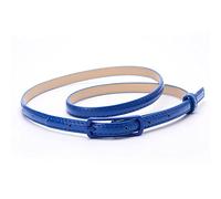 Little Finger Women Faux Leather Narrow Skinny Thin Waist Belt Buckle Strap Waistband size 35.43" - 43.31" (Dark Blue)