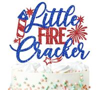 Little Fire Cracker Cake Topper, 4th of July, Baby is Almost Due, Patriotic Independence Day/Memorial Day Theme First Birthday/Gender Reveal/Baby Shower Party Decorations Suppleis