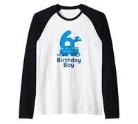 Little Firefighter 6th Birthday Art Raglan Baseball Tee
