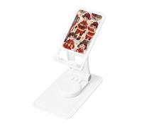 Little Firefighters Prints Rotating Cell Phone Stand with 360° Swivel Base - Foldable Square Desk Phone Holder for iPhone 16 15 14 13 12 11,All Phones,White