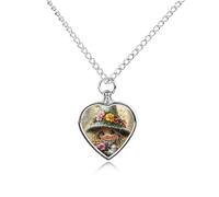 Little Flower Witch Pet Urn Necklace for Dog Cat Ashes Heart Pets Cremation Keepsake Waterproof Pendant Memorial Jewelry Pendants Gifts for Women Men