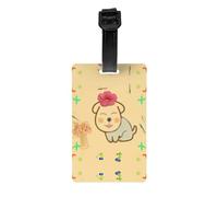Little Flower with Cute Dog Printed Anti-Lost Luggage Tags Luggage Tags Suitable for Suitcases Backpacks and Golf Bags