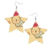Little flower with cute dog Prints Leather star earrings Pendant Stylish and beautiful Lightweight Dangle for Women Girls