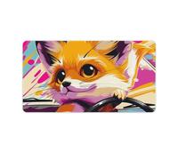 Little Fox in The Car Desk Mat with Stitched Edges, Rubber Mouse Mat for Keyboard Mats Non-Slip Waterproof Desk Pad Office Supplies Large Gaming Mouse Pad for Home Work
