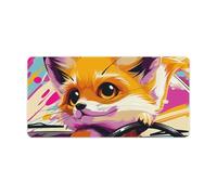 Little Fox in The Car Desk Mat with Stitched Edges, Rubber Mouse Mat for Keyboard Mats Non-Slip Waterproof Desk Pad Office Supplies Large Gaming Mouse Pad for Home Work