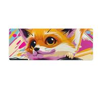 Little Fox in The Car Desk Mat with Stitched Edges, Rubber Mouse Mat for Keyboard Mats Non-Slip Waterproof Desk Pad Office Supplies Large Gaming Mouse Pad for Home Work