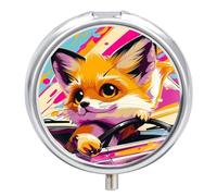 Little Fox in The Car Pill Box Cute Medicine Organizer Travel Pillbox Waterproof Portable Pill Container Holder to Hold Vitamins Medication Fish Oil and Supplements