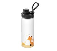 Little Fox in The Starry Sky 18oz Bulk Insulated Water Bottle, Stainless Steel with Lid for Adults. Ideal for Everyday Use and Outdoor Activities