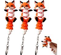 Little Fox Magnetic Handheld Companion,3d Printed Fox Fidget Keychain Toy,Cute Backpack Accessory, Multi Joint Movable Keychain,Funny Desk Decoration Or Travel Use,3pcs