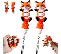 Little Fox Magnetic Handheld Companion,3d Printed Fox Fidget Keychain Toy,Cute Backpack Accessory, Multi Joint Movable Keychain,Funny Desk Decoration Or Travel Use,2pcs