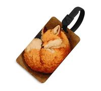 Little Fox Sleeping Curled Up Luggage Tag Travel Bag Suitcase Baggage Name Tags