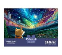 Little Fox Under Night Sky 1000 Piece Jigsaw Puzzle Paper for Adults Fantasy Starry Landscape Boost Focus Family Activity Relax Home Decor Gift 52x38cm/1000pcs 52x38cm/1000pcs