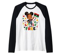 Little Free Juneteenth Black Girl Flag Raglan Baseball Tee